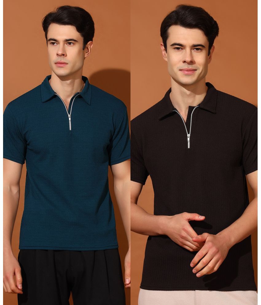     			Christy World Pack of 2 Polyester Regular Fit Solid Half Sleeves Men's Polo T Shirt ( Multicolor )