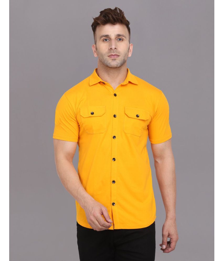     			Tfurnish Cotton Blend Regular Fit Solids Half Sleeves Men's Casual Shirt - Yellow ( Pack of 1 )