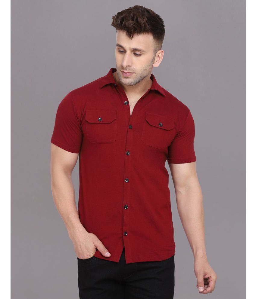     			Tfurnish Cotton Blend Regular Fit Solids Half Sleeves Men's Casual Shirt - Maroon ( Pack of 1 )