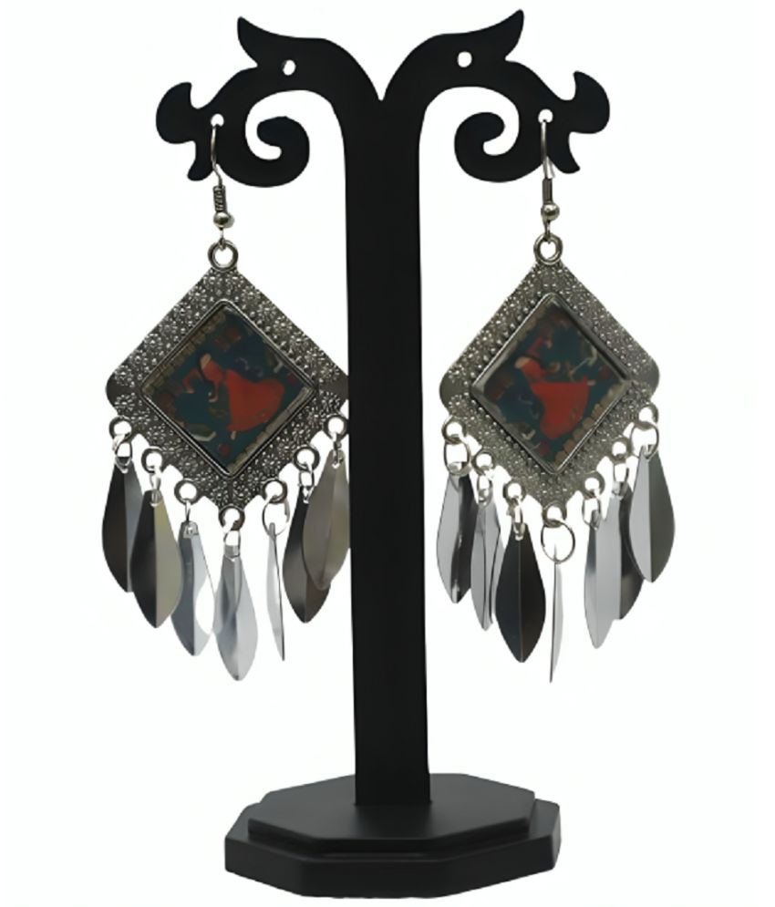     			Tribal Jewellery Silver Drop Earrings ( Pack of 1 )