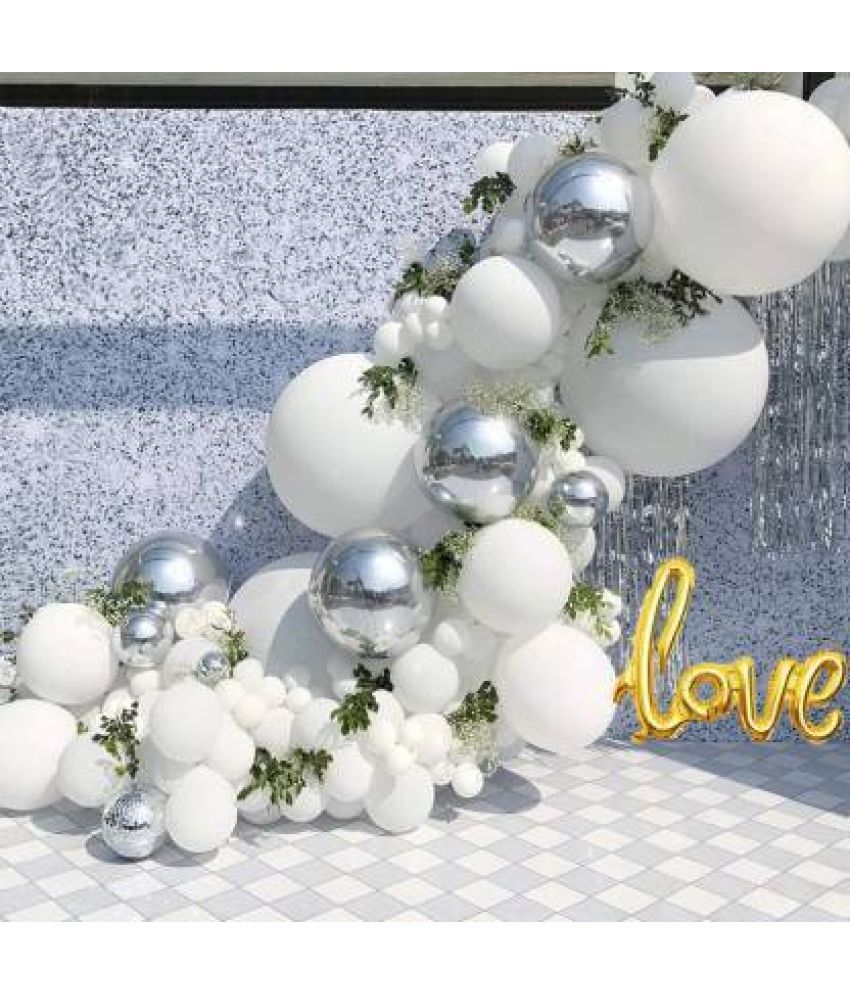     			krido Solid 40 Pc Happy Birthday decorations kit: 1 Premium Gold Love Letter Balloon  (Gold, Silver, White, Pack of 85)\n