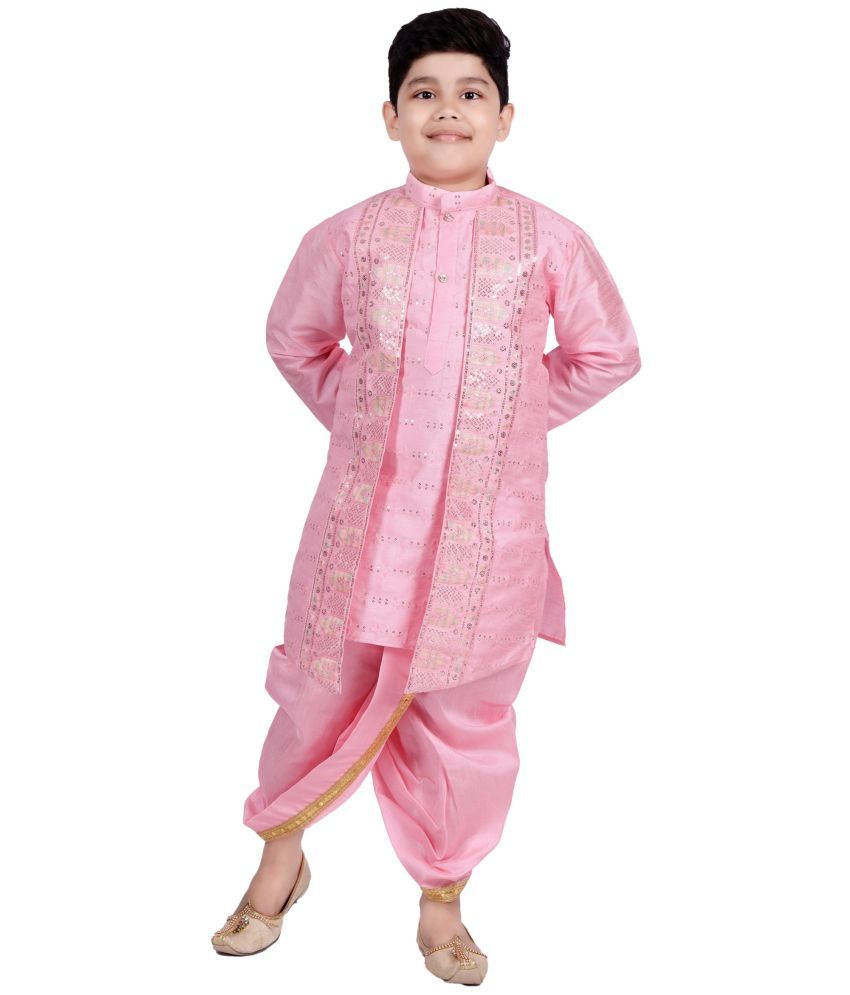     			s muktar garments Baby Boys Cotton Blend Sequined - Pattern Dhoti Kurta Set ( Pink , Pack of 1 )