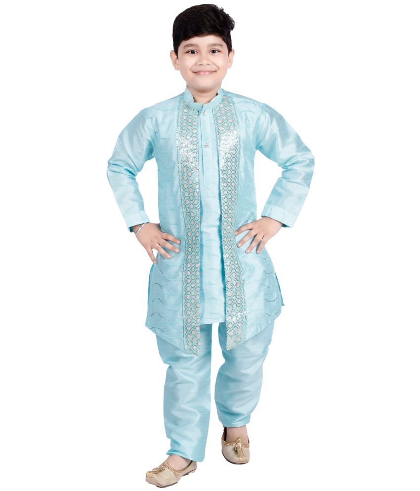     			s muktar garments Baby Boys Cotton Blend Ethnic - Pattern Sherwani ( Sky Blue , Pack of 1 )