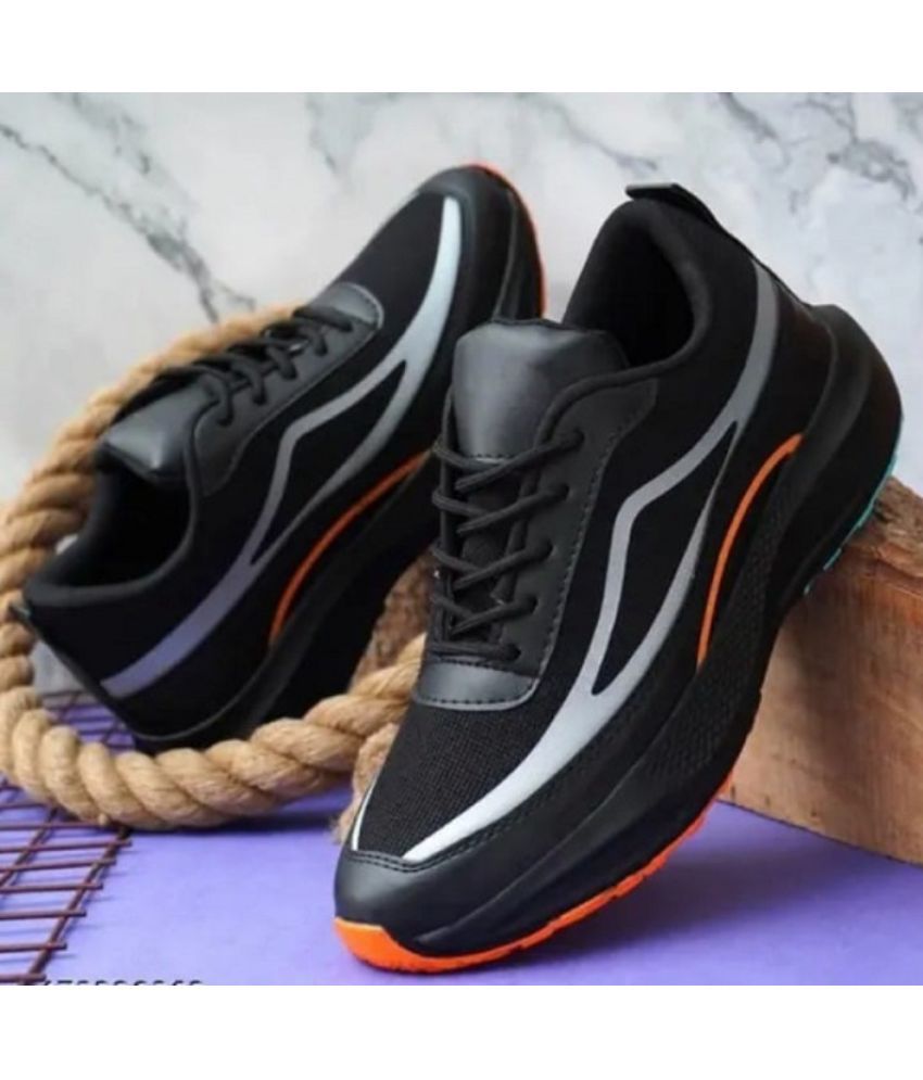     			weefeet Trendy & Stylish Black Men's Sports Running Shoes