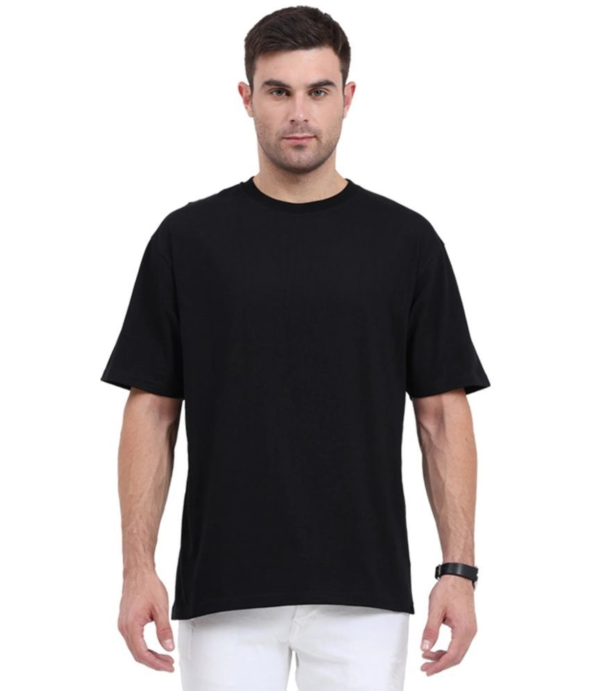     			AI CLUB Cotton Oversized Fit Solid Half Sleeves Men's Round T-Shirt - Black ( Pack of 1 )