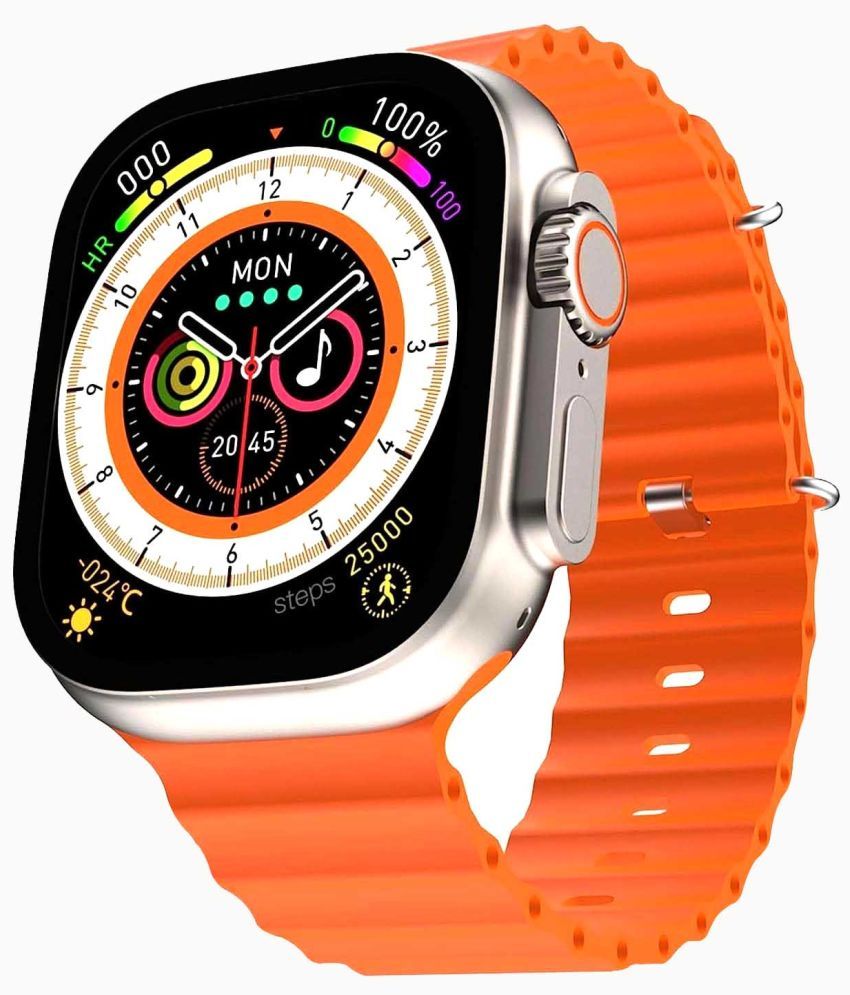     			Anjali Enterprise AMOLED BT Calling Smart Watch with Silicone Strap Upto 2-3 days Backup ( Orange )