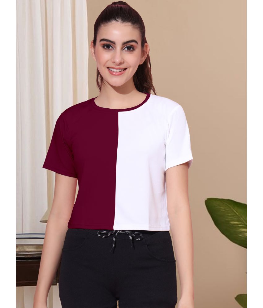     			DTR FASHION Maroon Cotton Blend Women's Crop Top ( Pack of 1 )