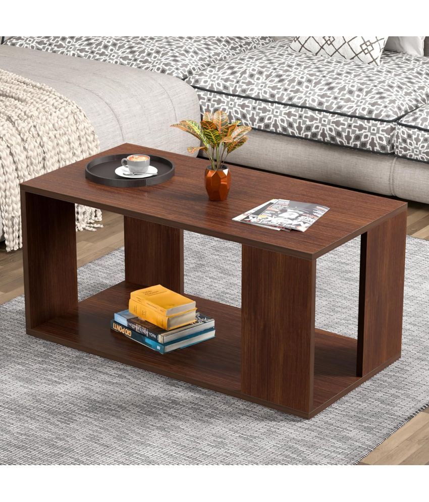     			Engineered Wood Coffee Center Sofa Tea/Teapoy Console Table with Storage for Living Room Home Hall (brown)