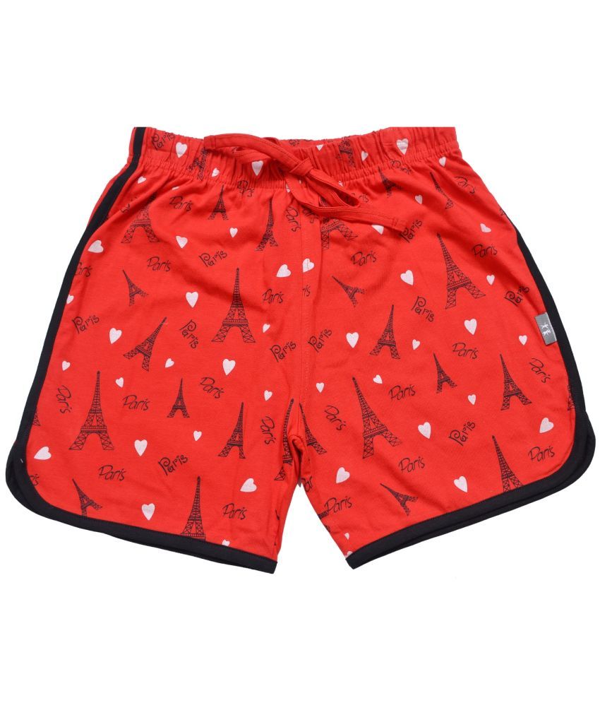     			Kariby Pack of 1 Girls Cotton Shorts ( Red )