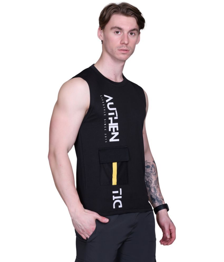     			Looks United Pack of 1 Polyester Gym Vest For Men ( Black )