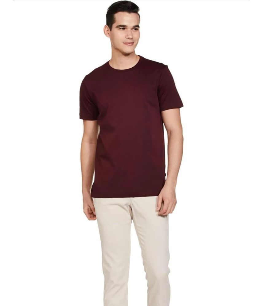     			NEOCARDIN Polyester Regular Fit Solid Half Sleeves Men's Round T-Shirt - Maroon ( Pack of 1 )