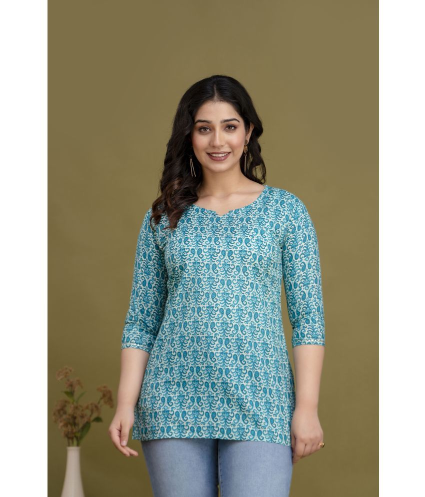     			Nitvan Blue Cotton Women's Regular Top ( Pack of 1 )