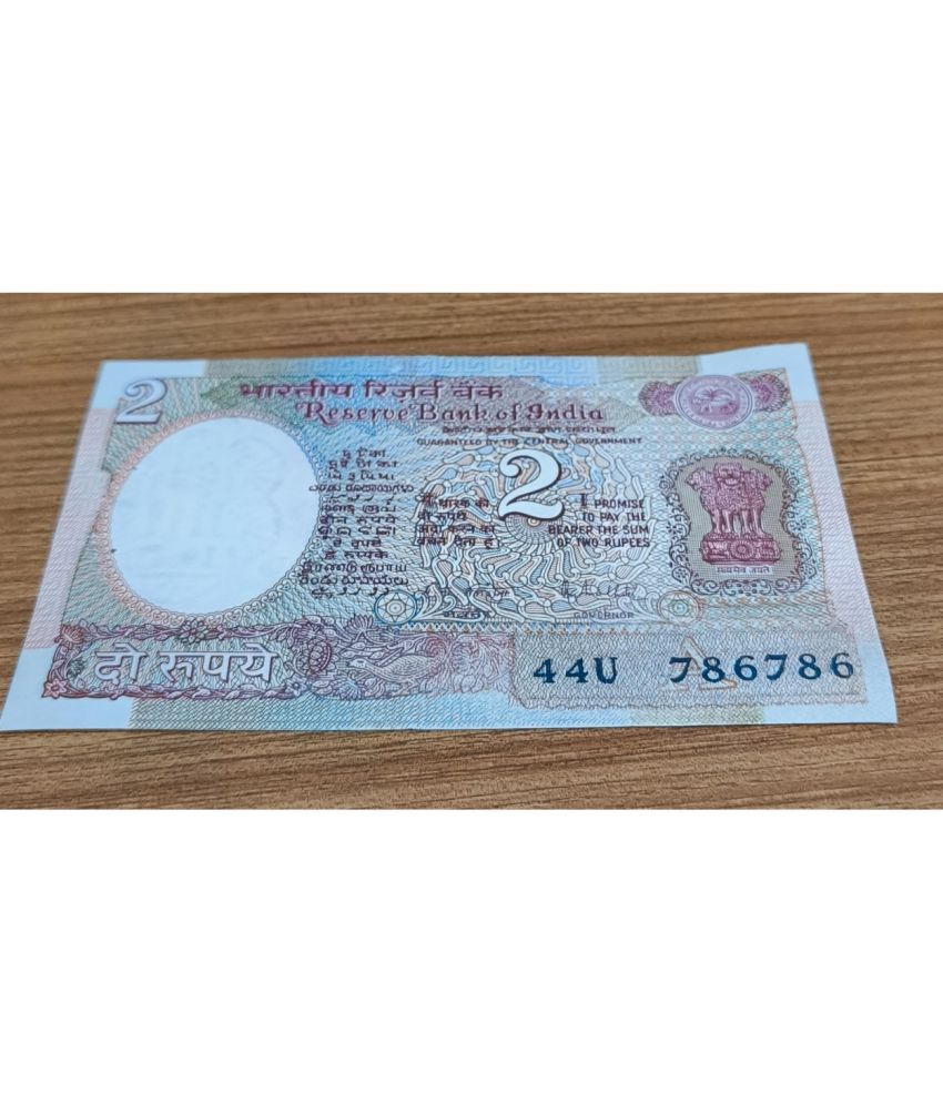     			Rare 786786 Series, Old 2 Rupees Satellite, rare India note for Collection