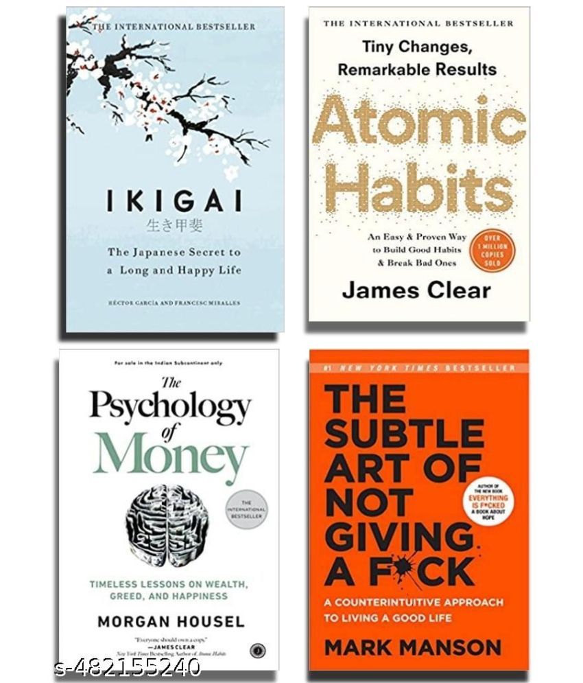     			The subtle art of not giving a fuck + Atomic habit + The psychology of money + Ikigai ( best 4 books english paperback combo )