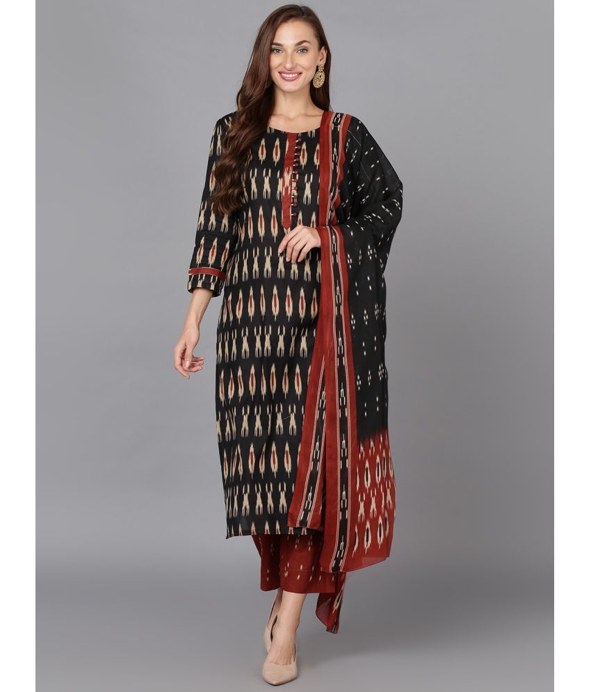     			Vaamsi Rayon Printed Kurti With Pants Women's Stitched Salwar Suit - Black ( Pack of 1 )