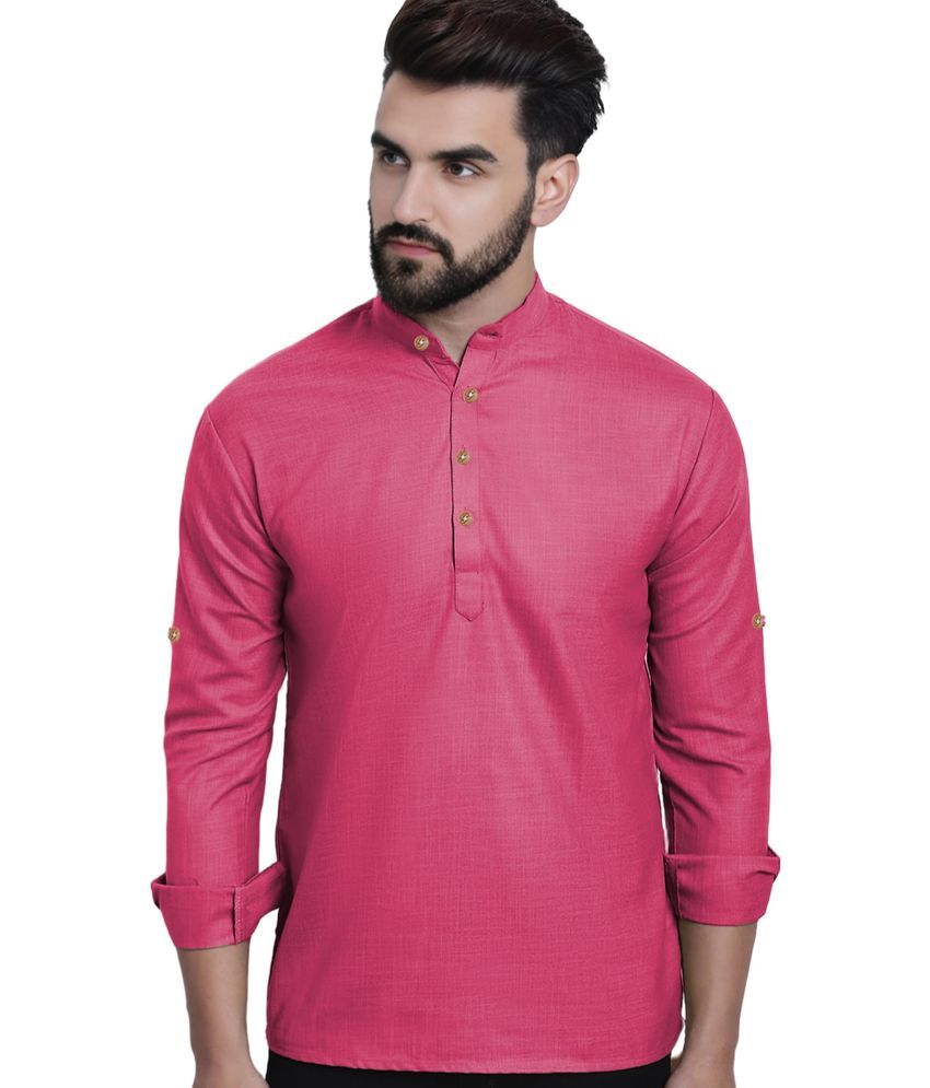     			Vida Loca Pink Cotton Men's Shirt Style Kurta ( Pack of 1 )