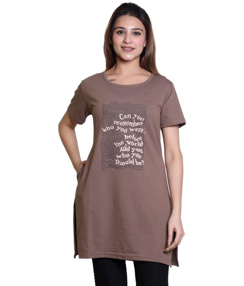     			Whyme Fashion Pack of 1 Cotton Women's T-Shirt ( Brown )