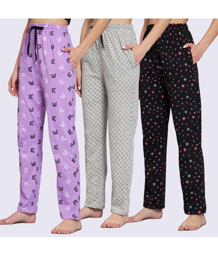     			Canblar Multicolor Cotton Women's Nightwear Pajamas ( Pack of 3 )