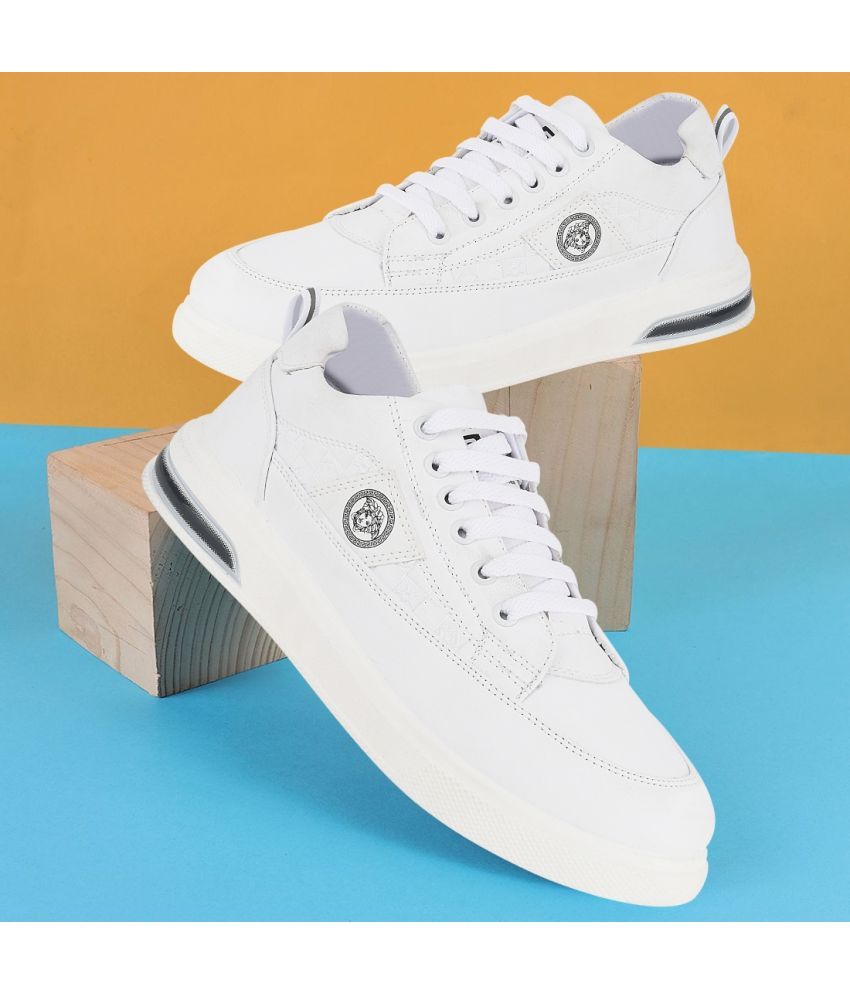     			Jootiyapa Men’s Sleek White Sneakers White Men's Lifestyle Shoes