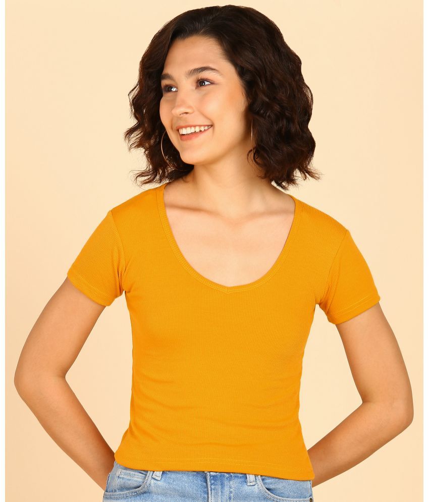     			Kashian Yellow Cotton Blend Women's Regular Top ( Pack of 1 )