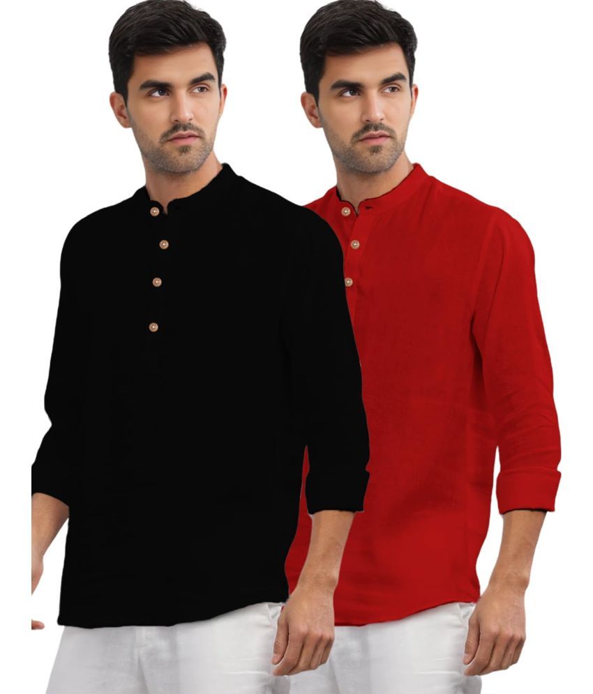     			Vida Loca Red Cotton Men's Shirt Style Kurta ( Pack of 2 )