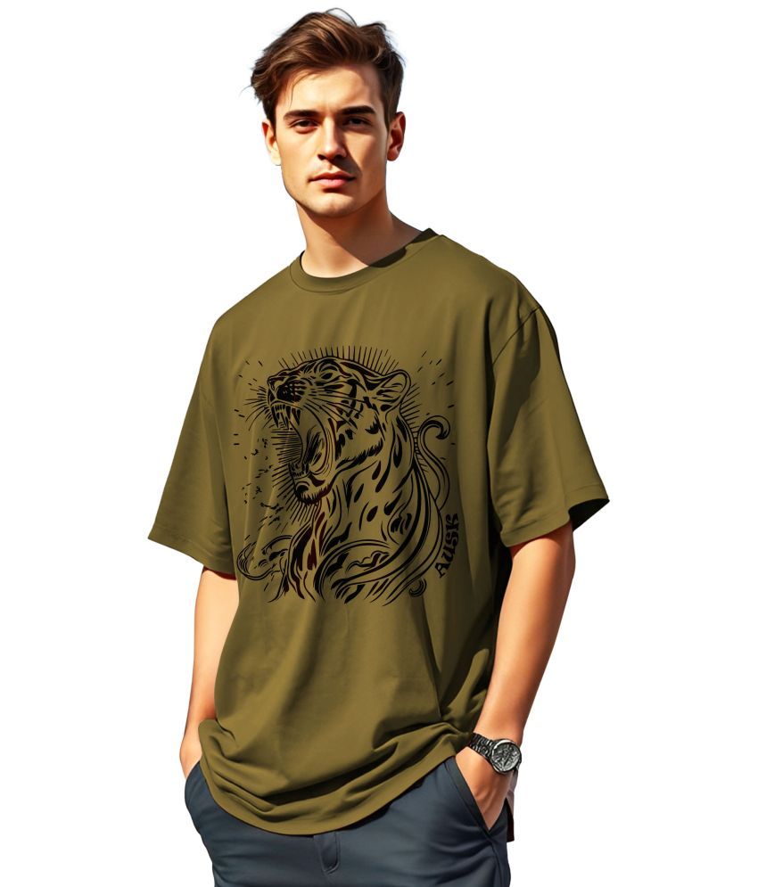     			AOOSH Cotton Oversized Fit Printed Half Sleeves Men's Round T-Shirt - Green ( Pack of 1 )