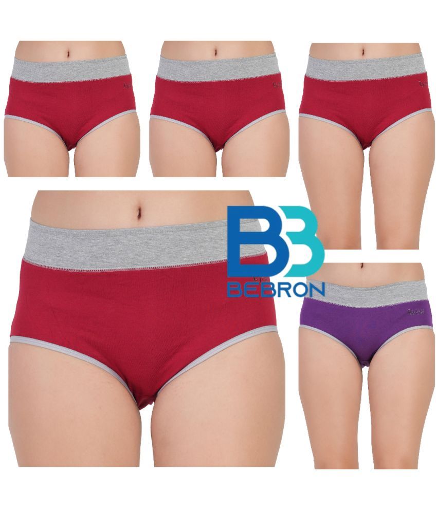     			Bebron Pack of 5 Cotton Lycra Hipster For Women ( Multicolor8 )