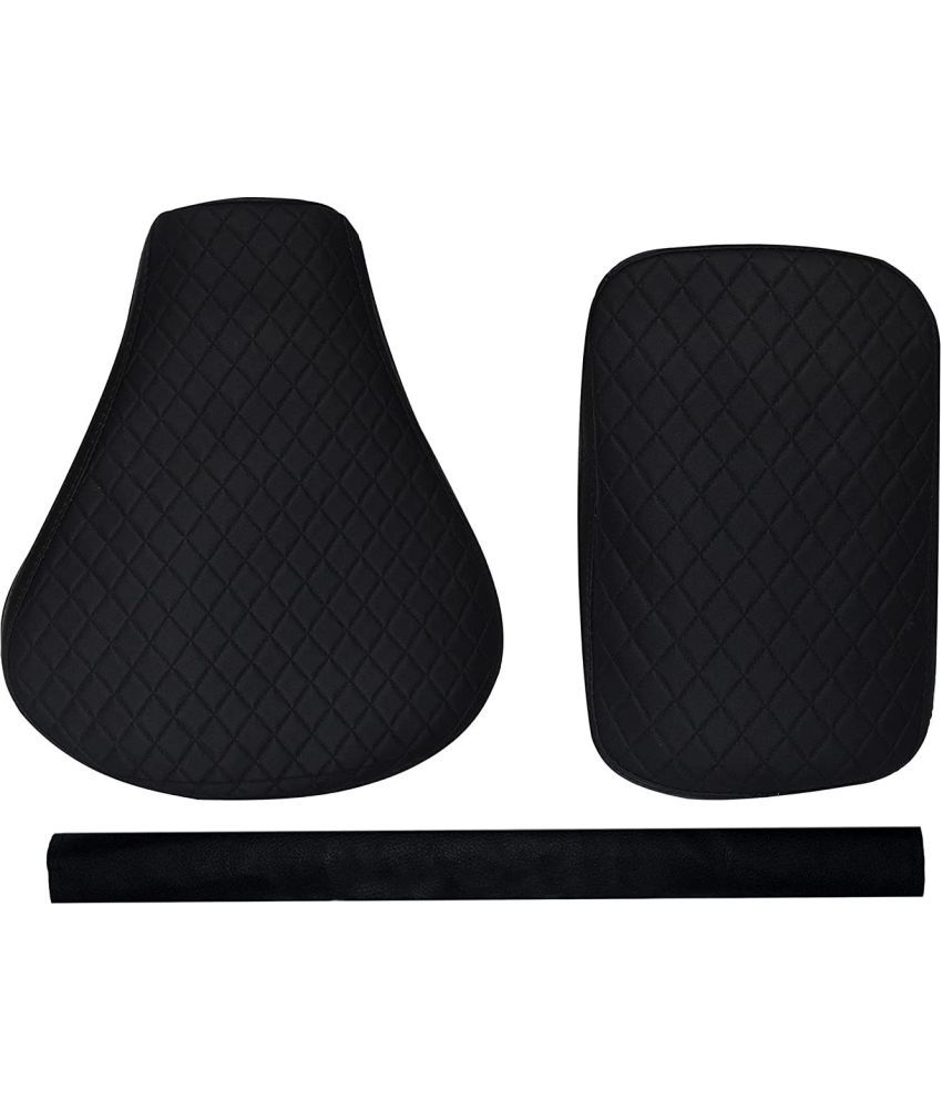     			Black Diamond Cut Design Seat Cover with Back Rest Foam Combo Set for Royal Enfield Classic 350/500cc Split Bike Seat Cover For Royal Enfield Classic, Classic 350 ()