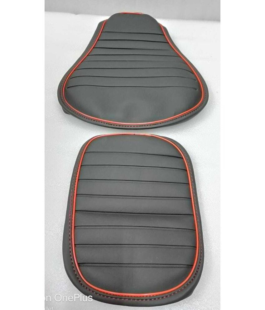     			Black Seat Cover With Red Lining for Royal Enfield Classic Old Black Split Bike Seat Cover For Royal Enfield Classic ()