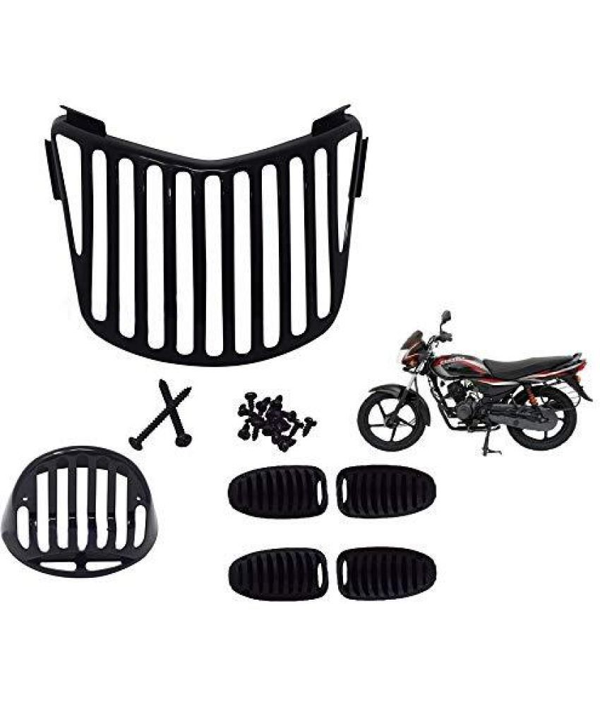     			Golden Fox High quality Platina Headlight Tail Light Indicator Grill Cover Guard Protector1 Bike Headlight Grill (Black)