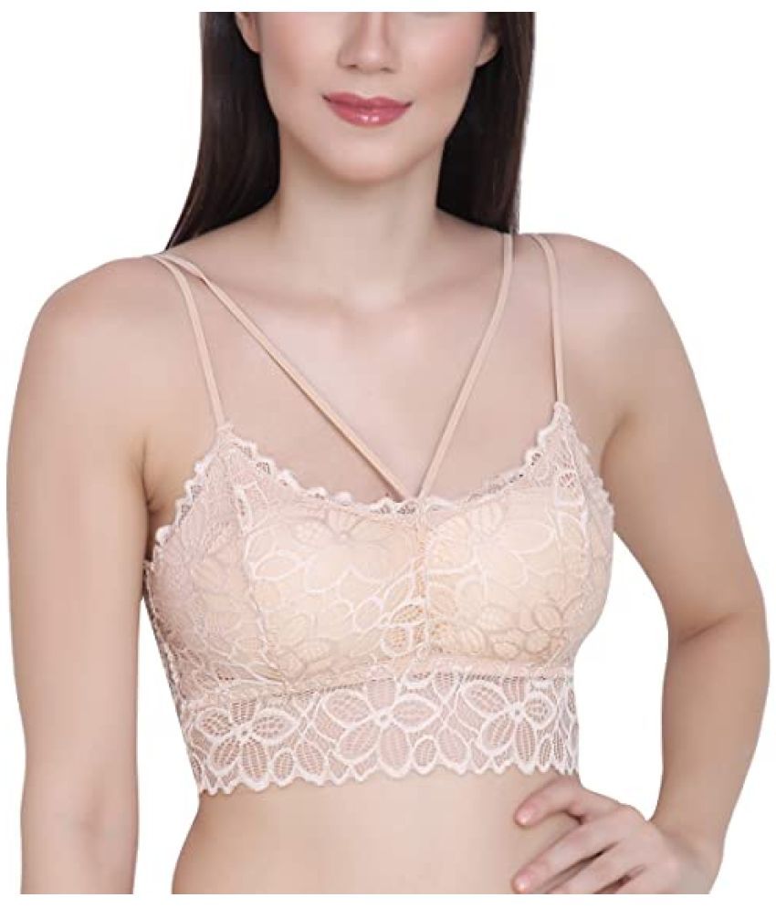     			Kamini Pack of 1 Lace Lightly Padded Bralette Bra For Women ( Beige )