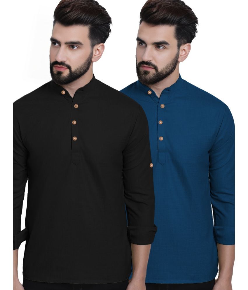     			Apektra Turquoise Cotton Blend Men's Regular Kurta ( Pack of 2 )