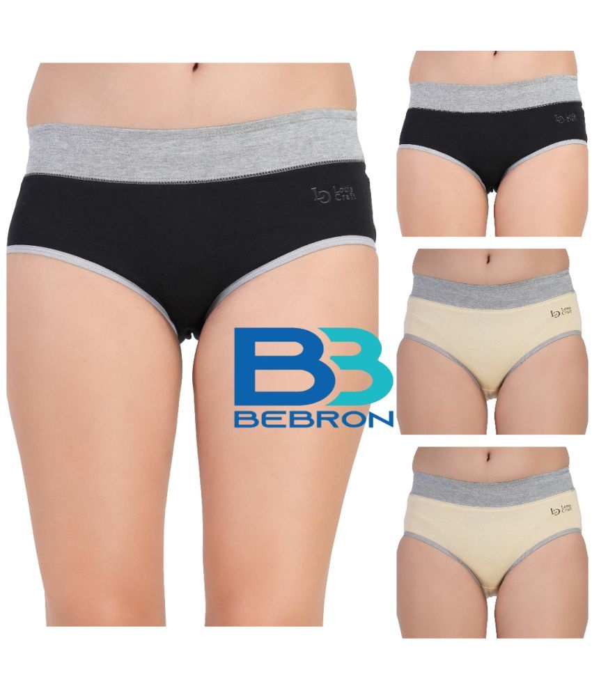     			Bebron Pack of 4 Cotton Lycra Hipster For Women ( Multi Color )