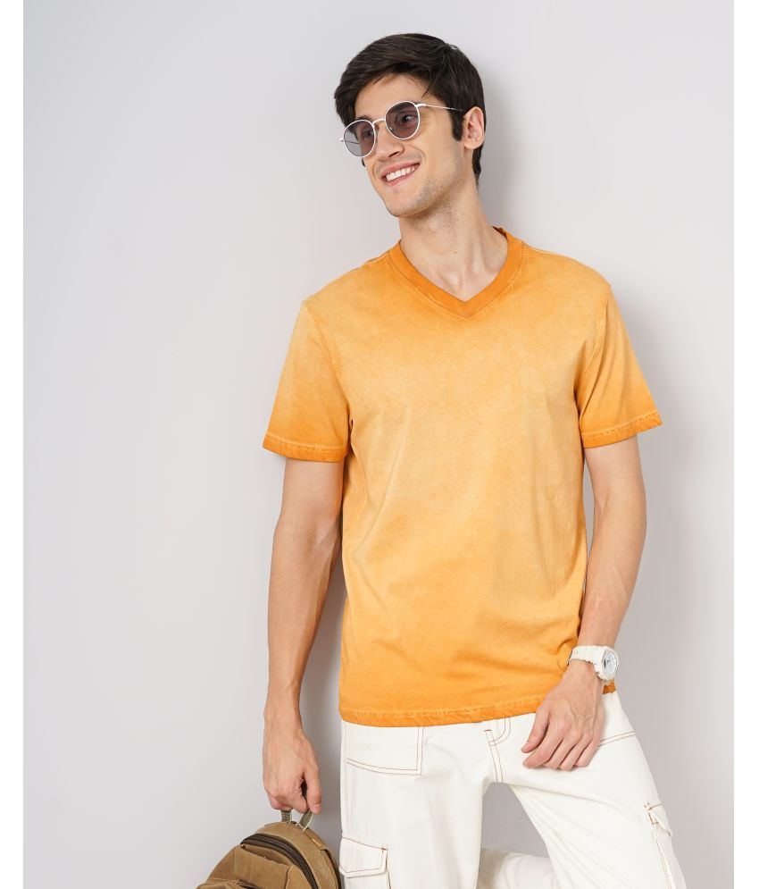     			GENOA 100% Cotton Slim Fit Dyed Half Sleeves Men's V-Neck T-Shirt - Orange ( Pack of 1 )