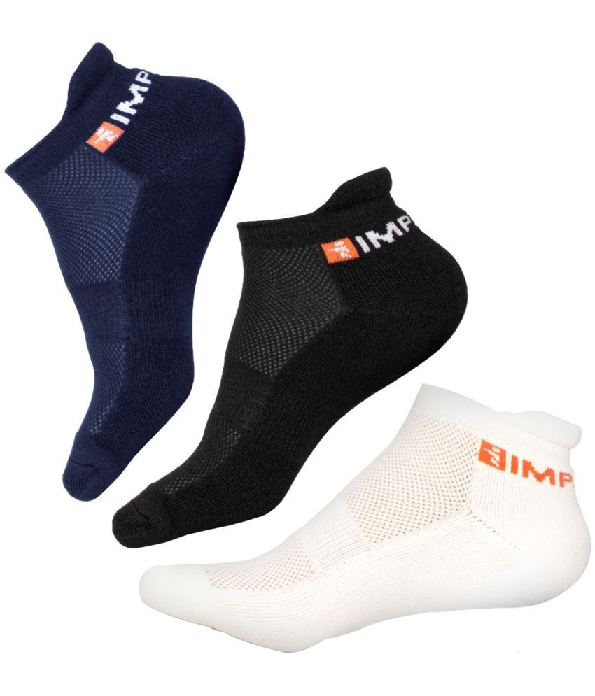     			Impetus Pack of 3 Women's Cotton Blend Ankle Length Socks ( Black,White,Blue )