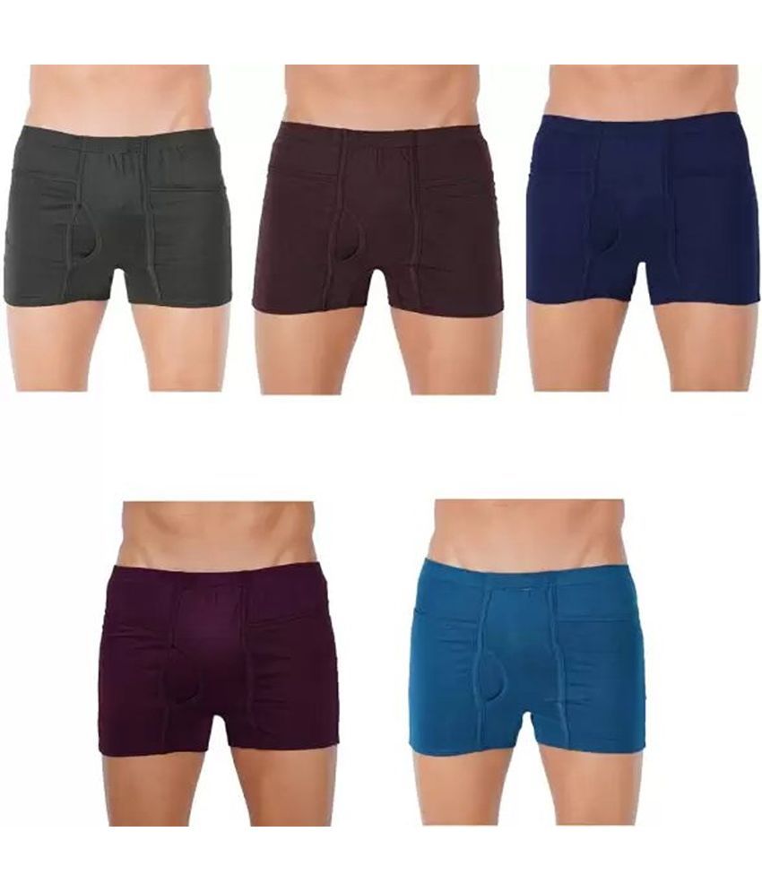     			CAVENDRES Pack of 5 Cotton Blend Trunks For Men's ( Multicolor )