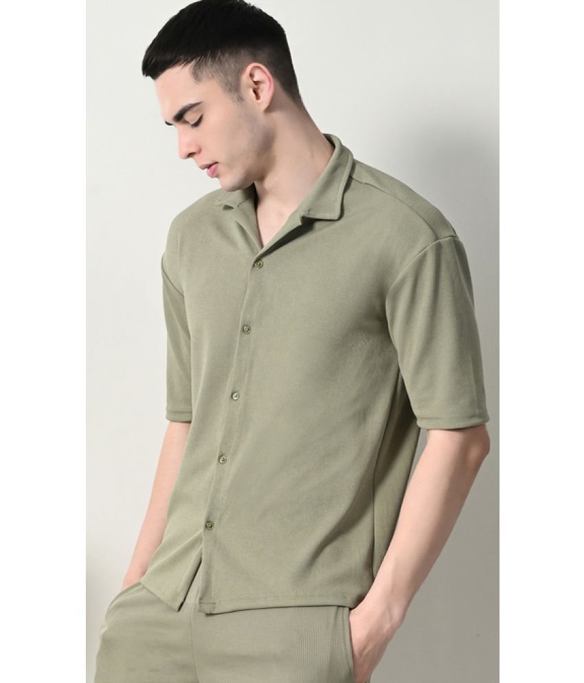     			clafoutis Polyester Regular Fit Striped Half Sleeves Men's Casual Shirt - Light Green ( Pack of 1 )