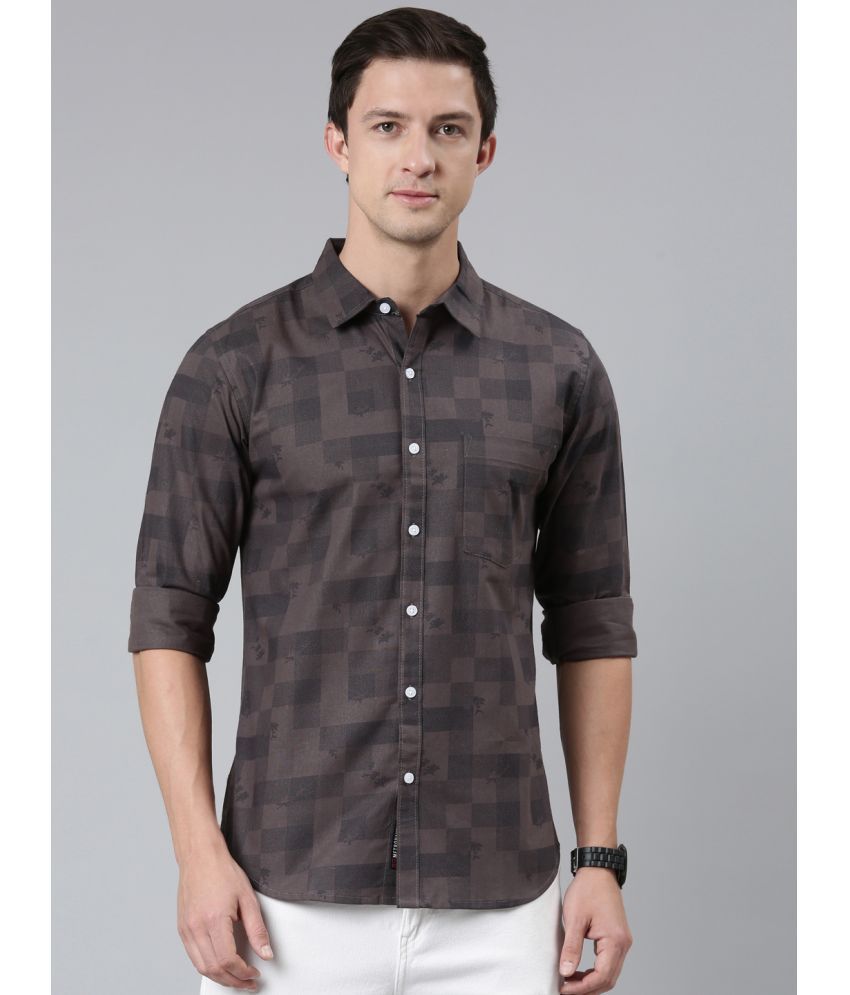     			Lucky Roger Cotton Blend Regular Fit Printed Full Sleeves Men's Casual Shirt - Brown ( Pack of 1 )