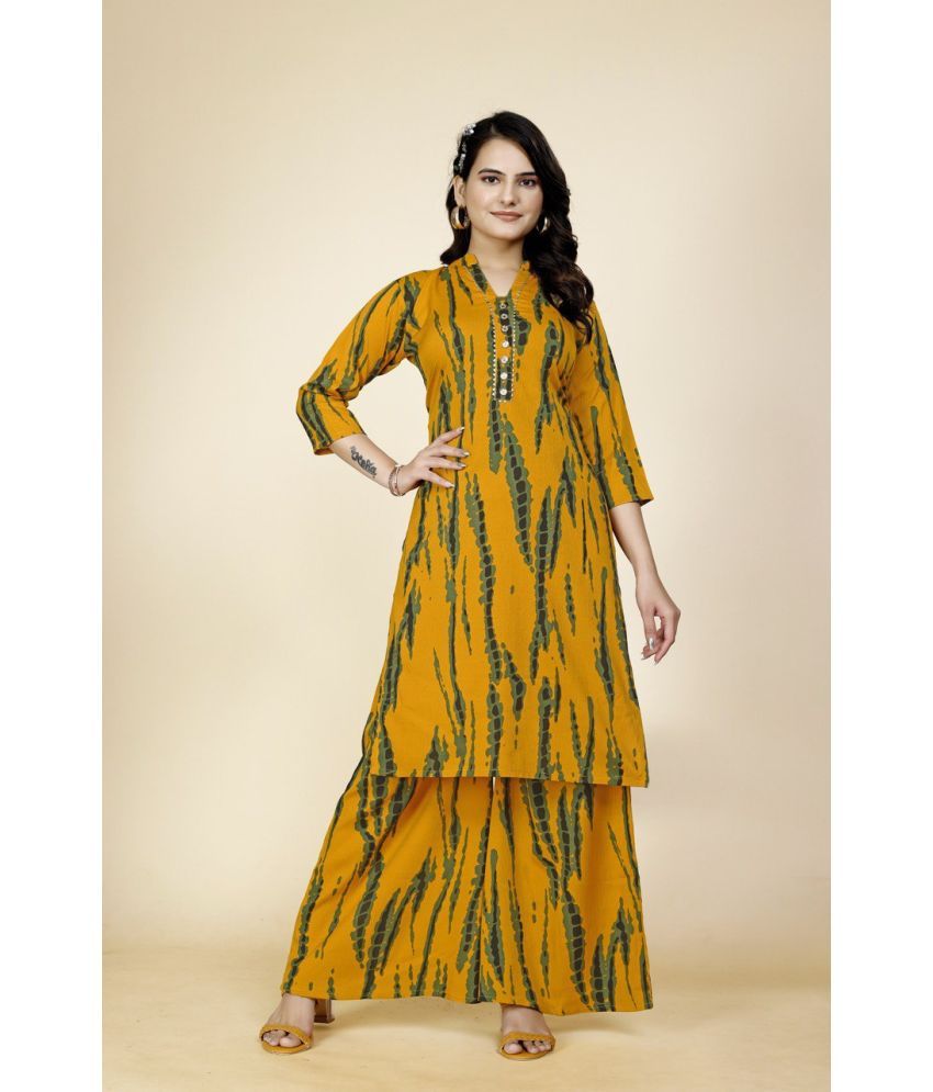     			VANVAAM Women Kurta Palazzo Co-Ord Set ( Pack of 1 , Mustard )