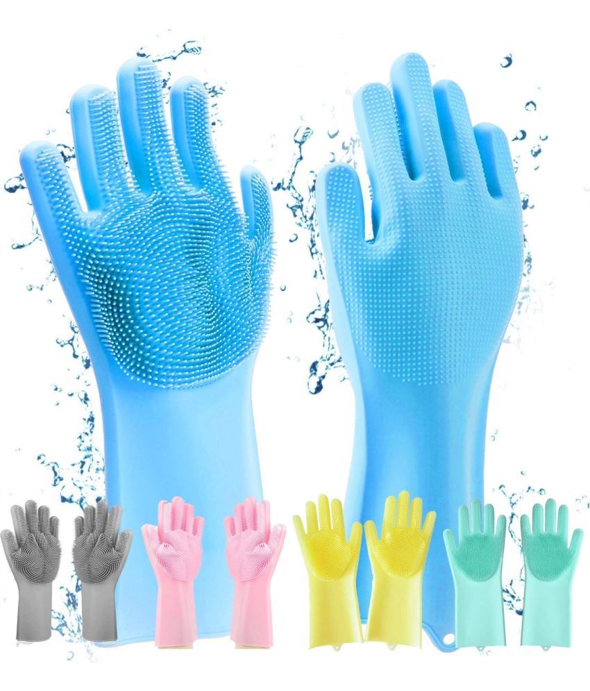     			VM MALL Multicolor Silicone Free Size Cleaning Glove Set ( Pack of 1 )