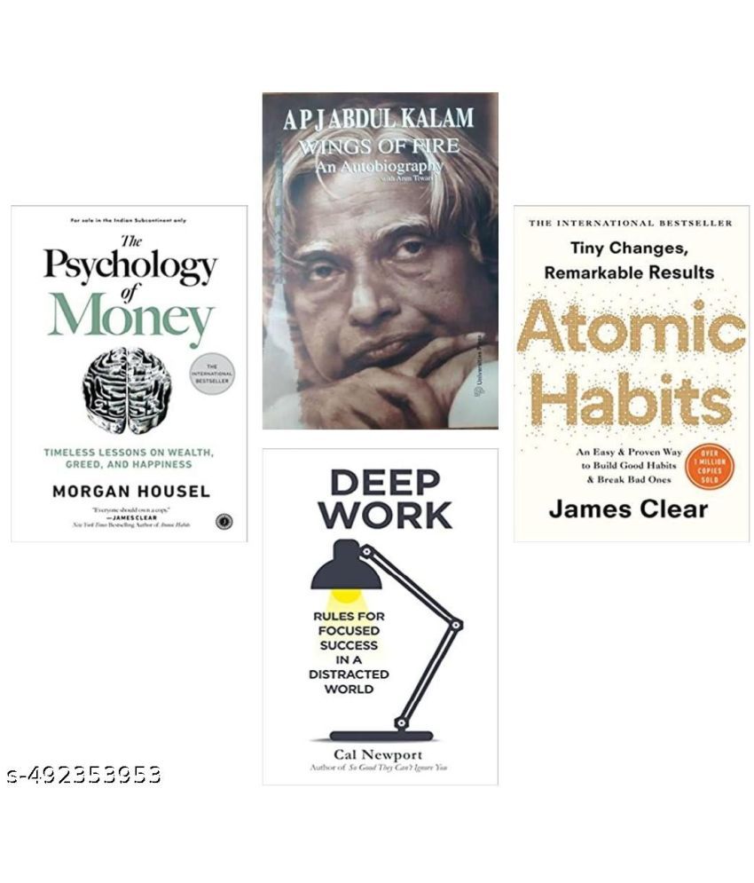     			Atomic habit + Wings of fire + Deep work + The psychology of money ( best 4 books english paperback combo )