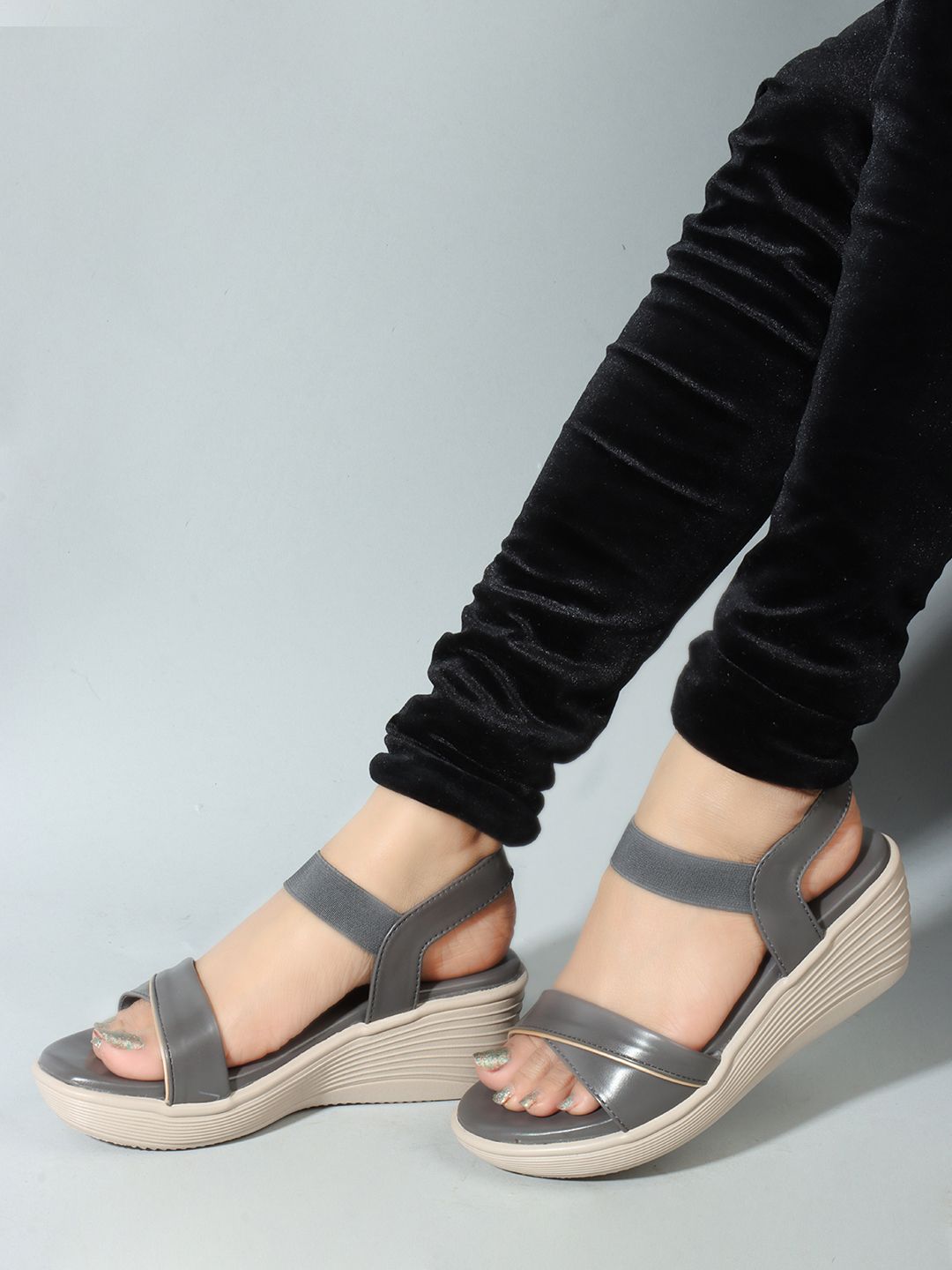     			COLO Dark Grey Women's Sandal Heels