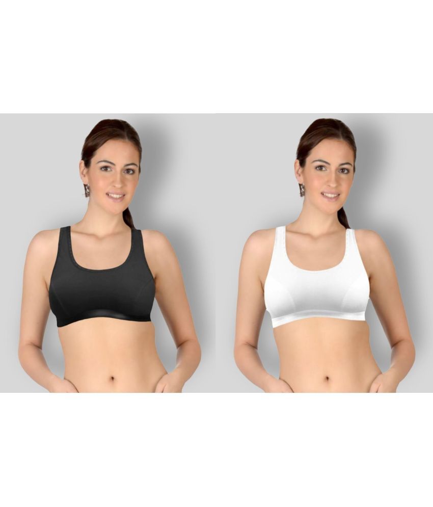     			Ishant Pack of 2 Cotton Non Padded Racerback bra For Women ( Black,White )