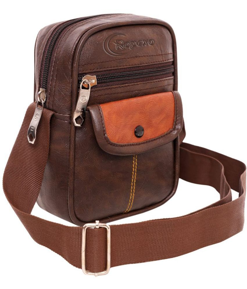     			Ropexo Brown Solid Messenger Bag