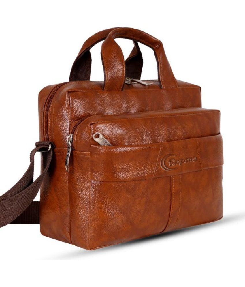     			Ropexo Tan Solid Messenger Bag