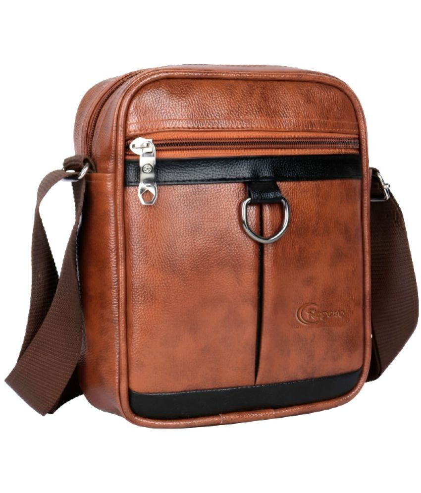     			Ropexo Tan Solid Messenger Bag