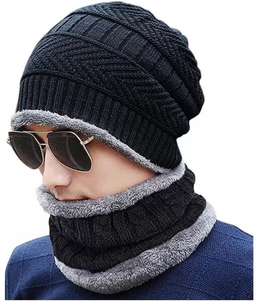     			Rozti Pack of 1 Woollen Men's Cap ( Black )