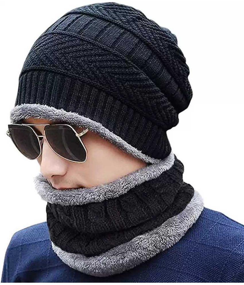     			Rozti Pack of 1 Woollen Men's Cap ( Black )