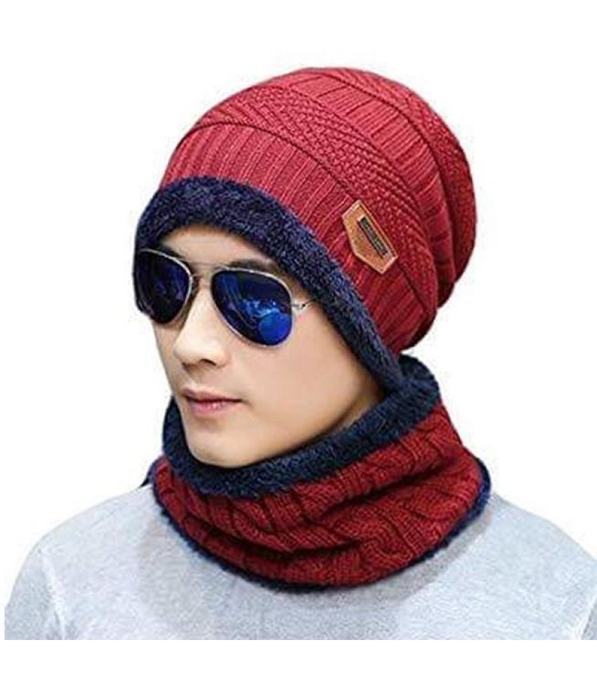     			Rozti Pack of 2 Woollen Men's Cap ( Maroon )