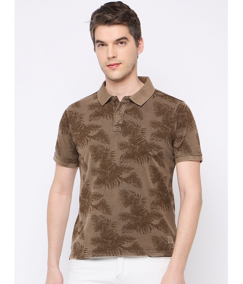     			Club York Pack of 1 Cotton Blend Regular Fit Printed Half Sleeves Men's Polo T Shirt ( Brown )